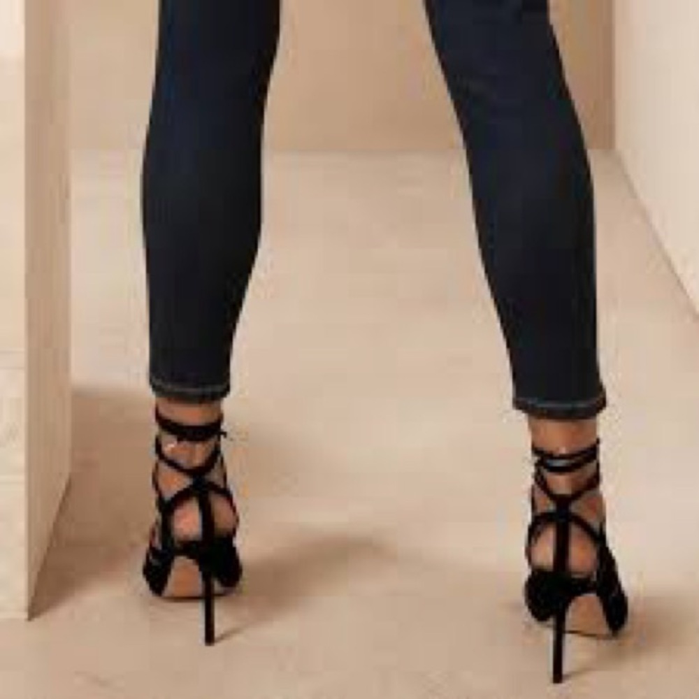 Banana Republic Jene Black Suede Lace-Up Heels, Size 8 - Picture 5 of 6
